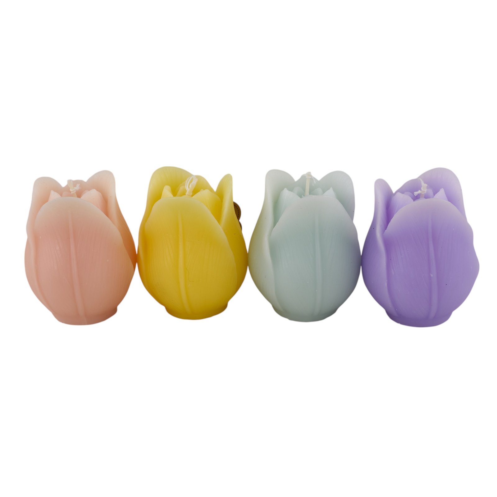 Bomboniera Candela Tulipano LED piccola 6,8x8 cm, in 4 colori assortiti. Codice 1171030.