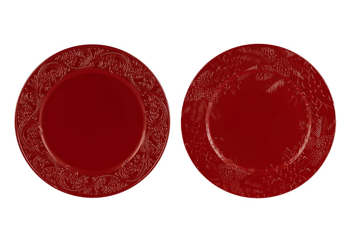 Bomboniera Vassoio Melamina Rosso diametro 33x1,7cm in Melamina per Natale, codice 37013. Disponibile in vari design eleganti (2 ass.).