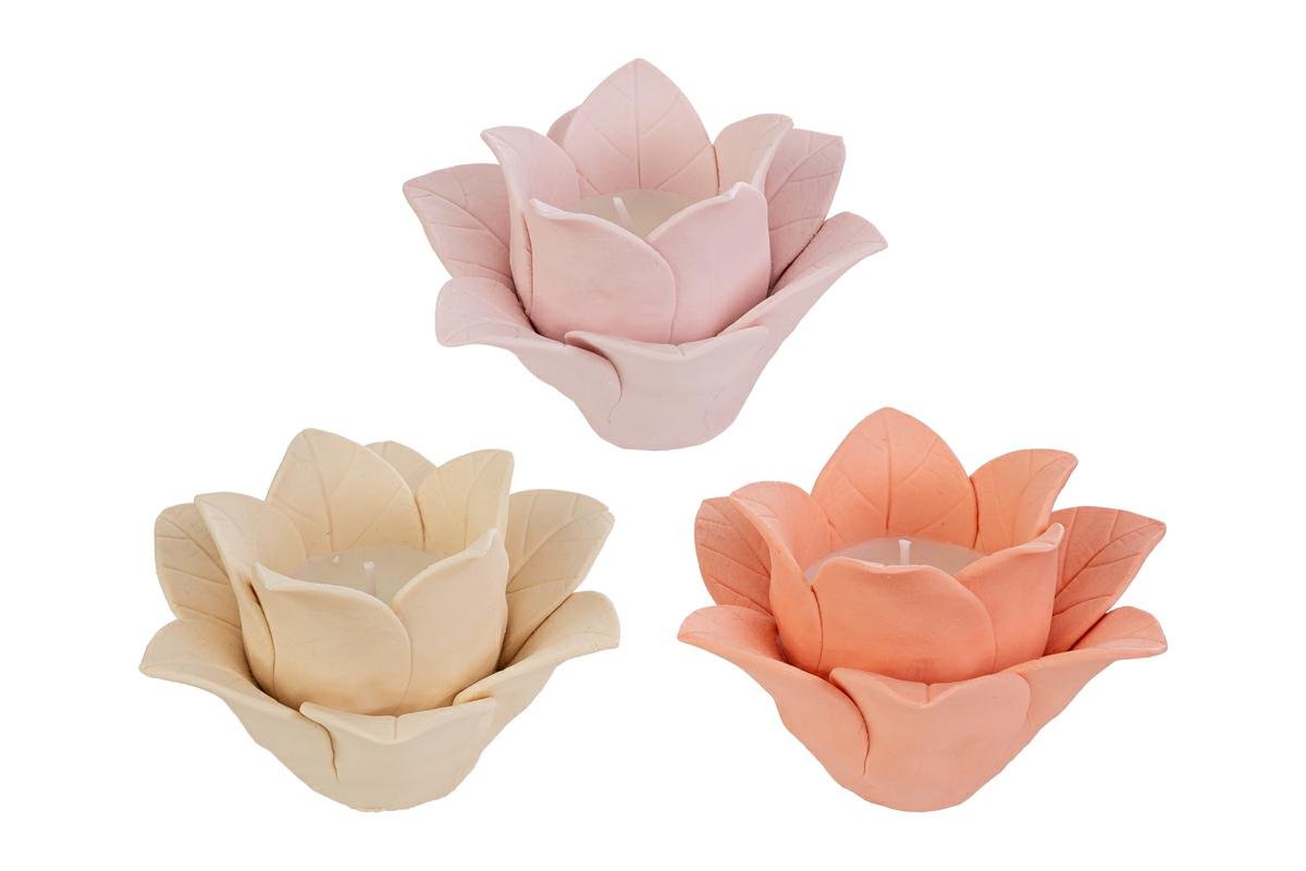 Candela Fiore 3 ass. Bomboniera 11,5×11,5×h.7 cm con Astuccio 58164, ideale per Matrimonio shabby.