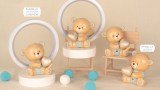 Peluche Orso LED Celeste h.9 e h.18 Bomboniera 03A062-03A066, ideale per Battesimo maschietto.