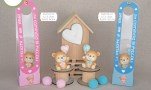 Happy Orso Cielo e Rosa Bomboniera h.7,5 cm con Box 04A532-04A533, ideale per Battesimo tenero.