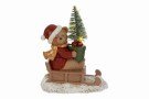 Orsetto natalizio in resina con LED (cod. 38544), dimensioni 11,5x6,5x14 cm, decorazione festiva luminosa per celebrazioni, curata da Bomboniere Cupido Trapani.