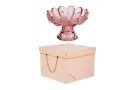 Fiore Alzatina Vetro Ciliegia Bomboniera 14×14×h.9,5 cm con Box-Rose 189106 58052, ideale per Matrimonio shabby.