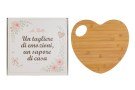 Tagliere Cuore Legno 34×32,5×1 cm Bomboniera con Color Box 58102, ideale per Matrimonio romantico.