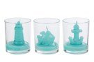Candela Vetro Mare 3 ass. Bomboniera d.6×h.7,5 cm 58147, ideale per Matrimonio marino.