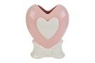 Vaso Cuore Porcellana Rosa Bomboniera 15,5×10×20 cm 58188, ideale per Battesimo femminuccia.