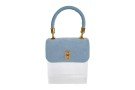 Scatola Borsa Plexy Celeste Flowers Bomboniera 16×10×18 cm 58230, ideale per Matrimonio boho.