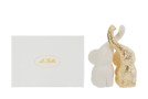Set 2 Elefantini Porcellana Bianco/Oro Bomboniera 5×9×h.16 cm con Astuccio 58246, ideale per Matrimonio di prestigio.