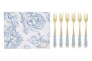 Set 6 Forchettine Dec. Celeste Bomboniera 15 cm con Astuccio 58257, ideale per Battesimo maschietto.