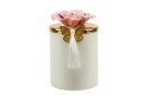 Scatola Porcellana Bianca Grande Decalco Rose Bomboniera Coperchio Oro Fiore Fucsia Candela Profumata con Box Bianco PRMT24002PB, ideale per Anniversario romantico.