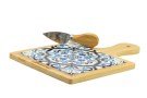 Tagliere Grande Porcellana Manico Legno Coltellino Maiolica Blue Decalco Bomboniera con Box PRMT24149PB, ideale per Matrimonio italiano.